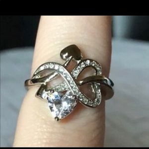 RING SILVER925 HALO SAPPHIRE STAMPED925 SZ 8